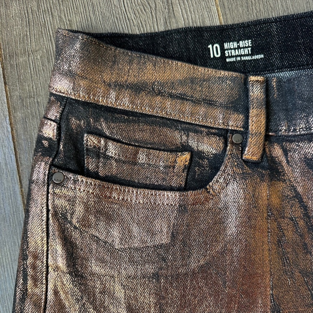 A.n.a Metallic High Rise Straight Leg Jeans, new!